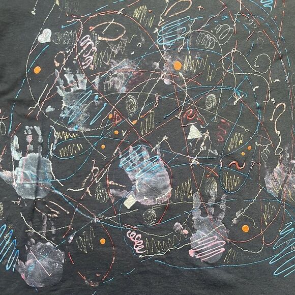 Screen Stars Vintage 90's Black Custom Splatter Paint Single Stitch Shirt XL Art - Picture 3 of 6